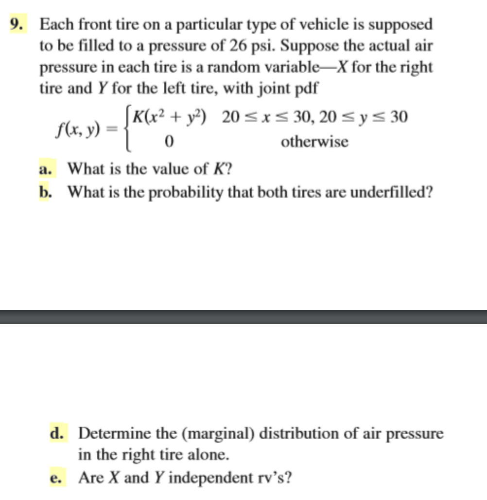 Solved 9. Each Front Tire On A Particular Type Of Vehicle Is | Chegg.com