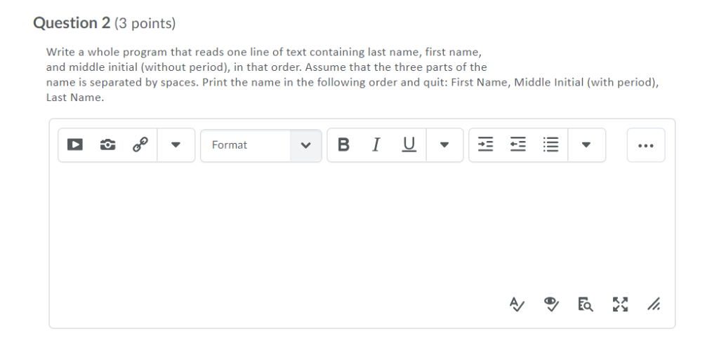 Solved Question 2 (3 points) Write a whole program that | Chegg.com