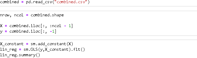 combined = pd.read_csv(combined.csv)
\[
\begin{array}{l}
k \text { row, ncol = combined. shape } \\
k=\text { combined.iloc