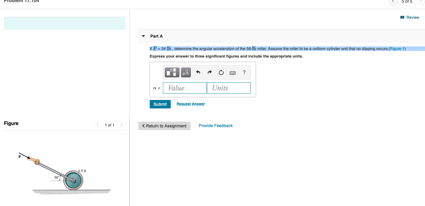 Solved FTUDIEM 11. 104 5 of 5 Review Part A If P = 34 lb, | Chegg.com