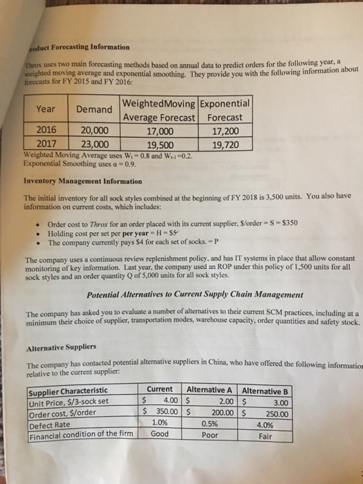Final Project Assignment SCM 301 Fall 2018 Overview | Chegg.com