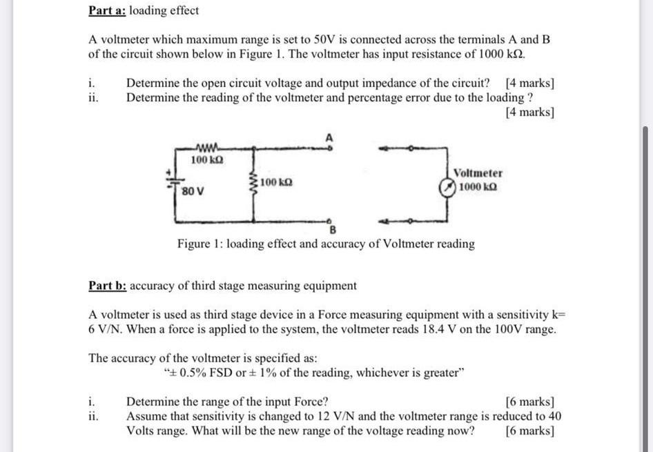 Solved Part a loading effect A voltmeter which maximum