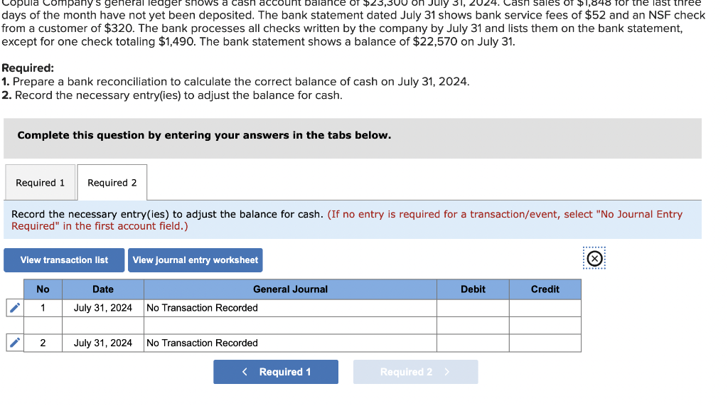 Solved Copula Company's general ledger shows a cash account