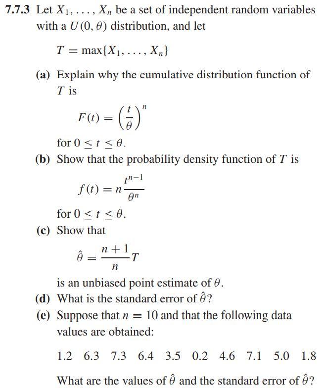 Solved 7 7 3 Let X1 X Be A Set Of Independent Rand Chegg Com