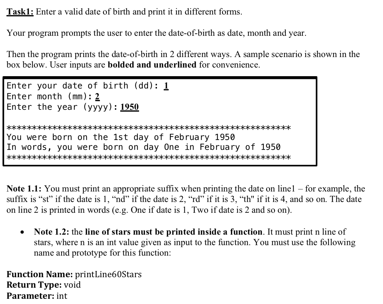 Solved Taskl Enter A Valid Date Of Birth And Print It In Chegg Com