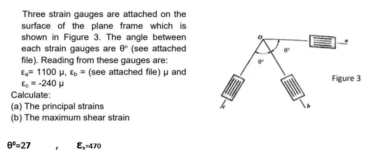 Solved 0° Three Strain Gauges Are Attached On The Surface Of | Chegg.com