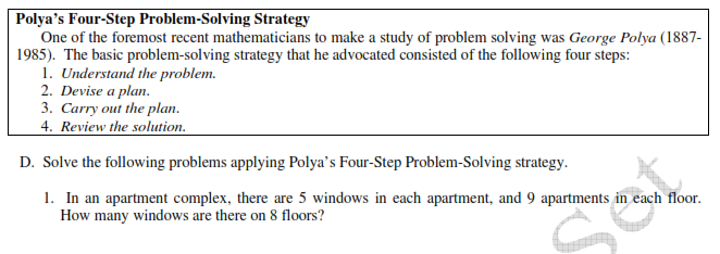 polya's four step polya problem solving examples with answers