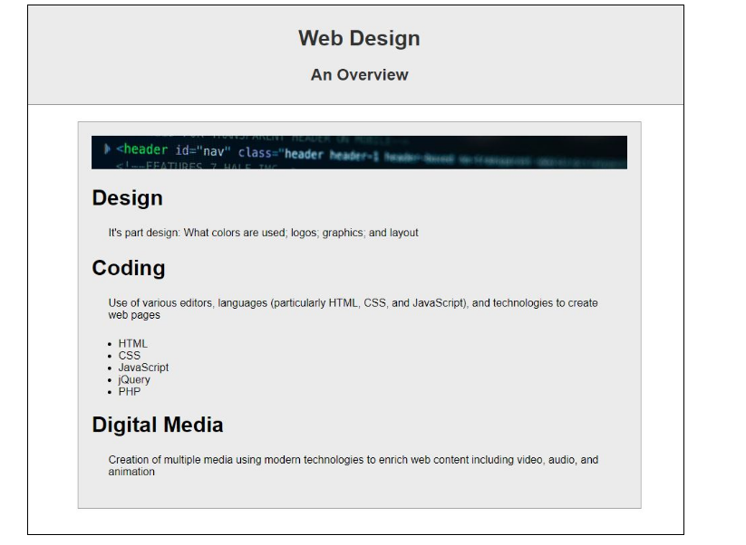 Solved Web Design An Overview