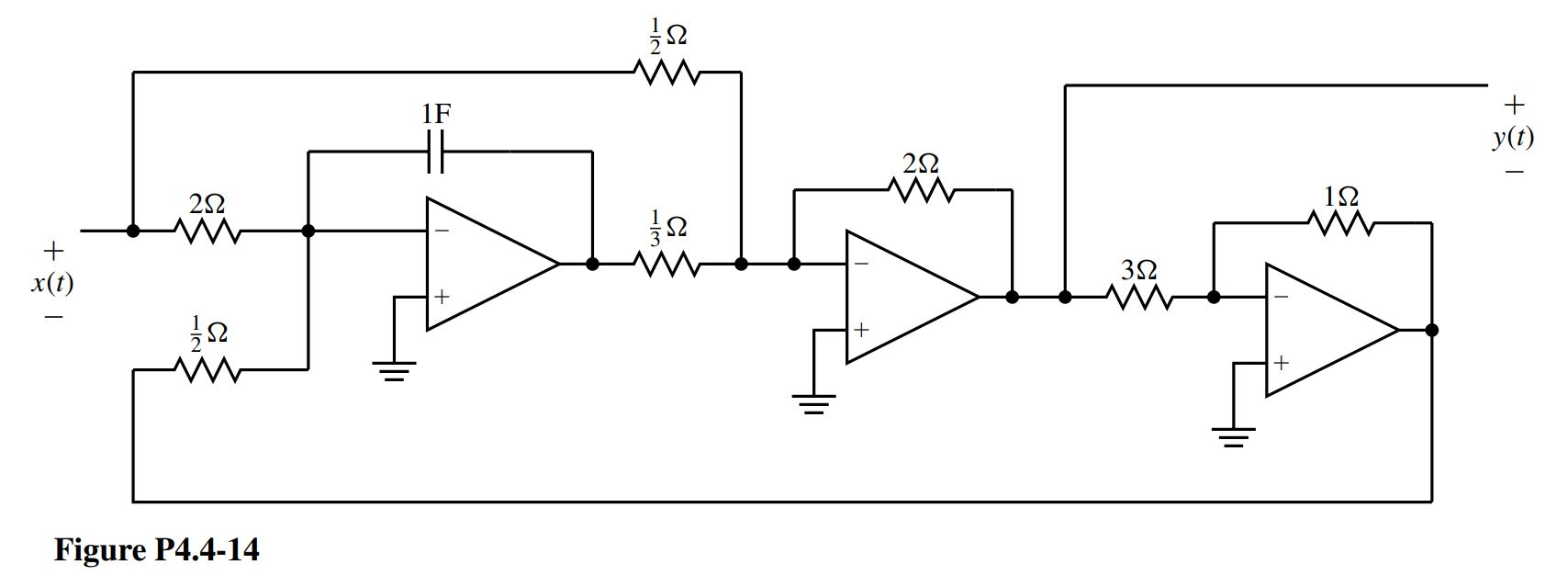 Solved Ω 1F + y(t) 2Ω 2Ω 1Ω Ω + 3Ω x(t) Ω Figure P4.4-14 | Chegg.com