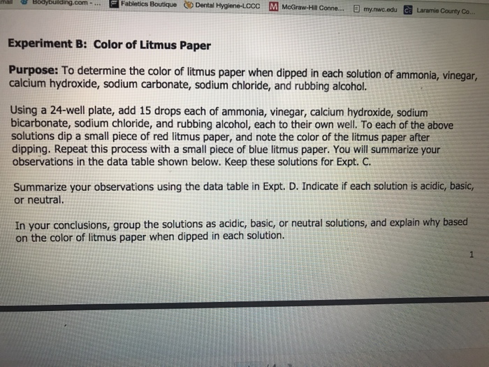 Solved AcidsBases and Titrations Experiment