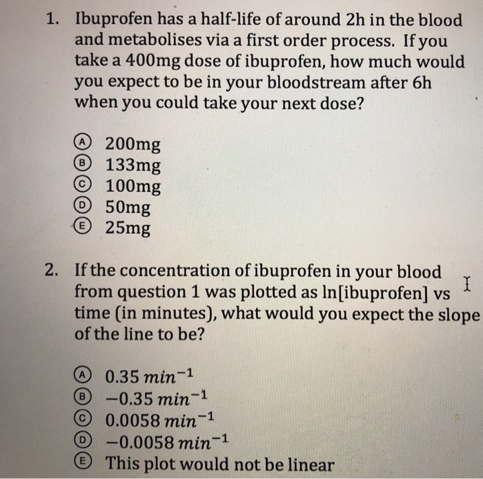 Solved Ibuprofen has a halflife of around 2h in the blood