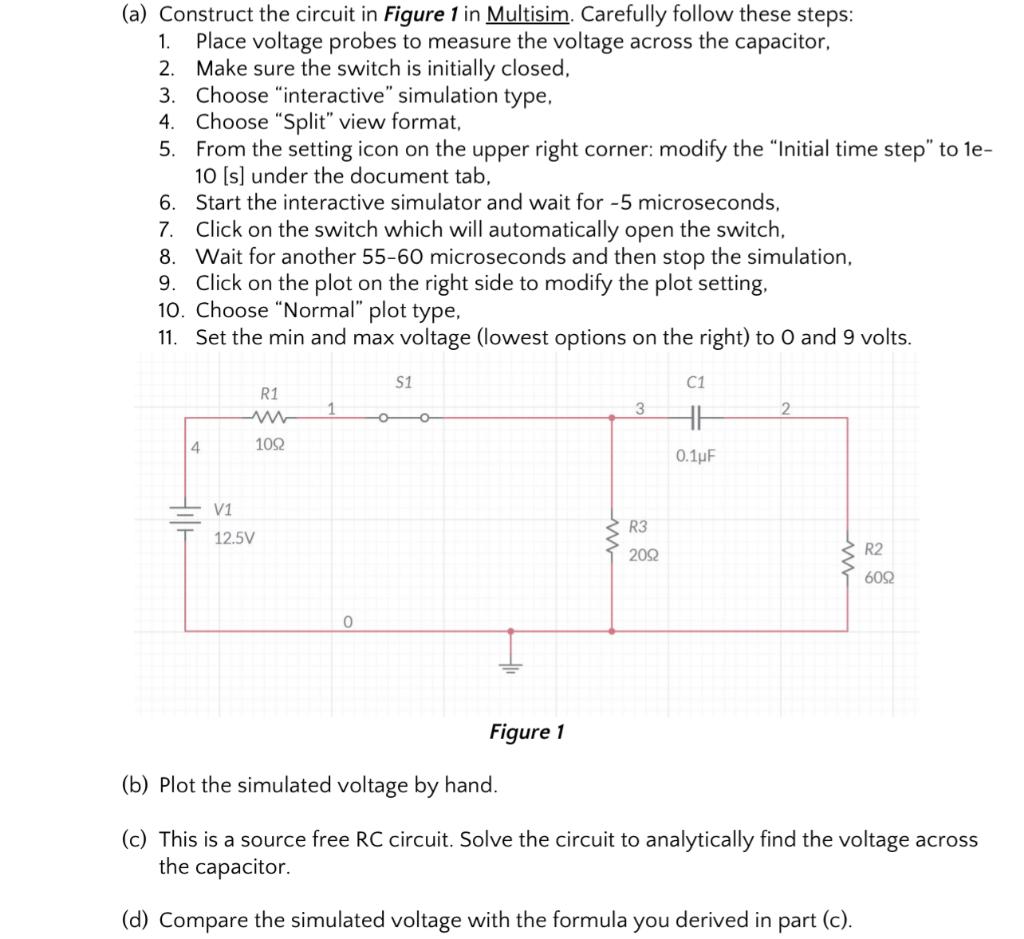 Solved (a) Construct the circuit in Figure 1 in Multisim. | Chegg.com