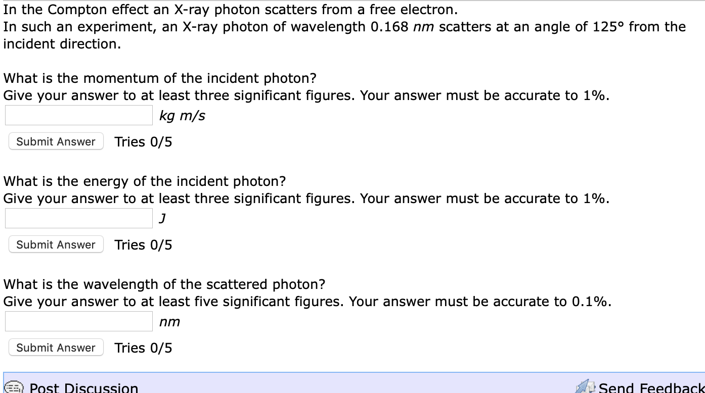 Solved In the Compton effect an X-ray photon scatters from a | Chegg.com