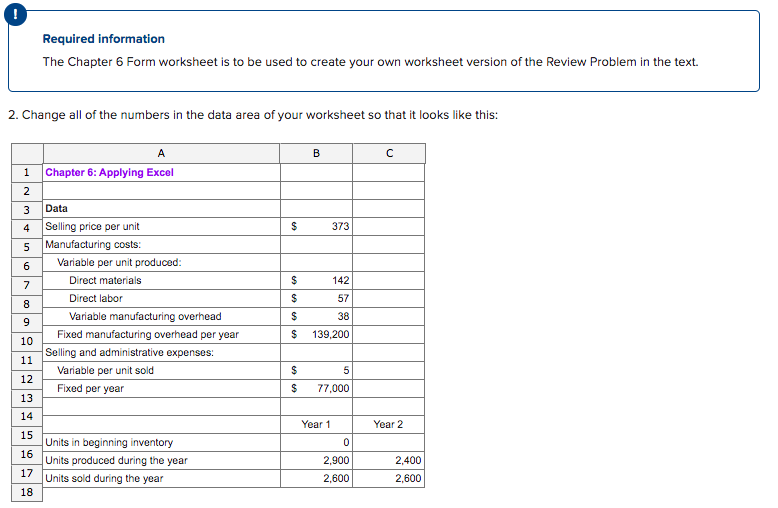 Solved Required Information The Chapter 6 Form Worksheet Is | Chegg.com