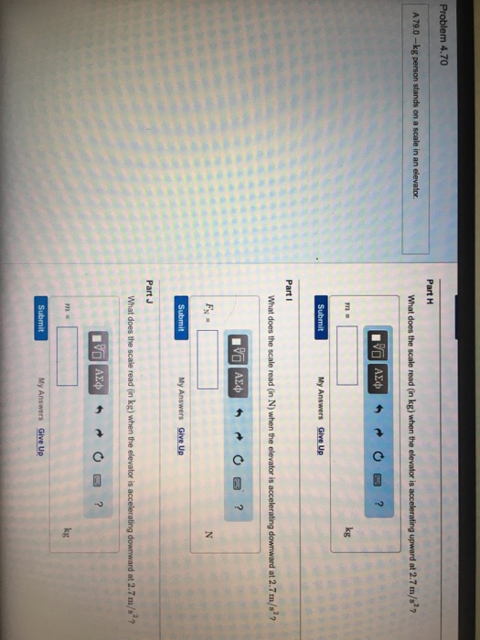 Solved A 79.0 kg person stands on a scale in an elevator.