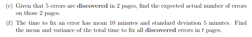 Solved 3. [16 marks] Suppose the number of errors in the | Chegg.com