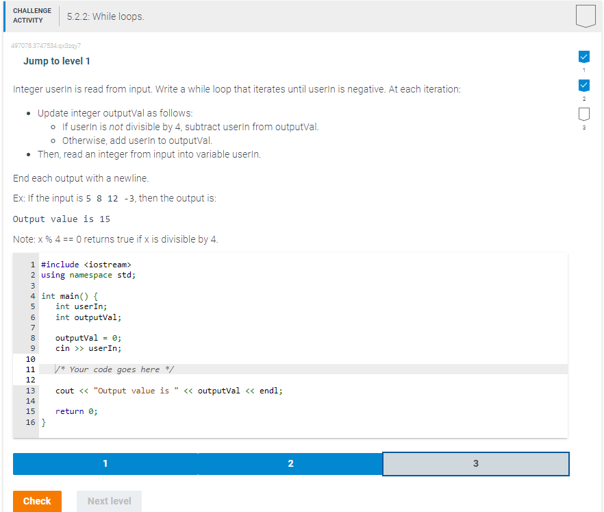 Solved 497078.3747534.qx3zqy7 Jump To Level 1 Integer Userin | Chegg.com