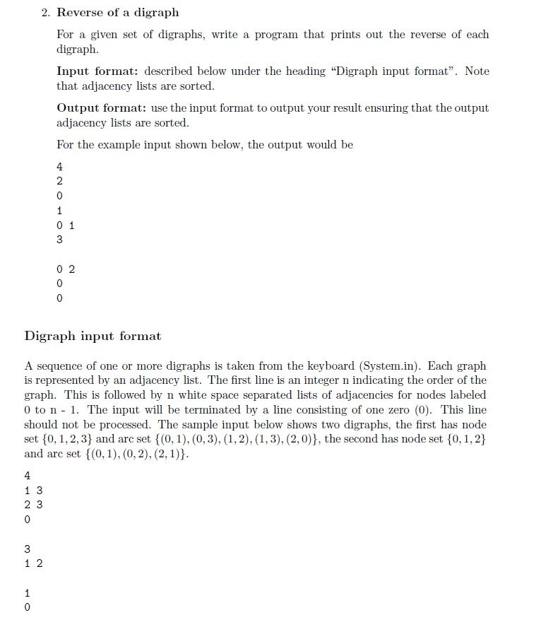 Solved 2. Reverse of a digraph For a given set of digraphs, | Chegg.com