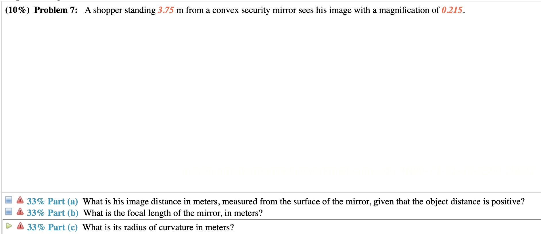 Solved (10) Problem 7 A shopper standing 3.75 m from a