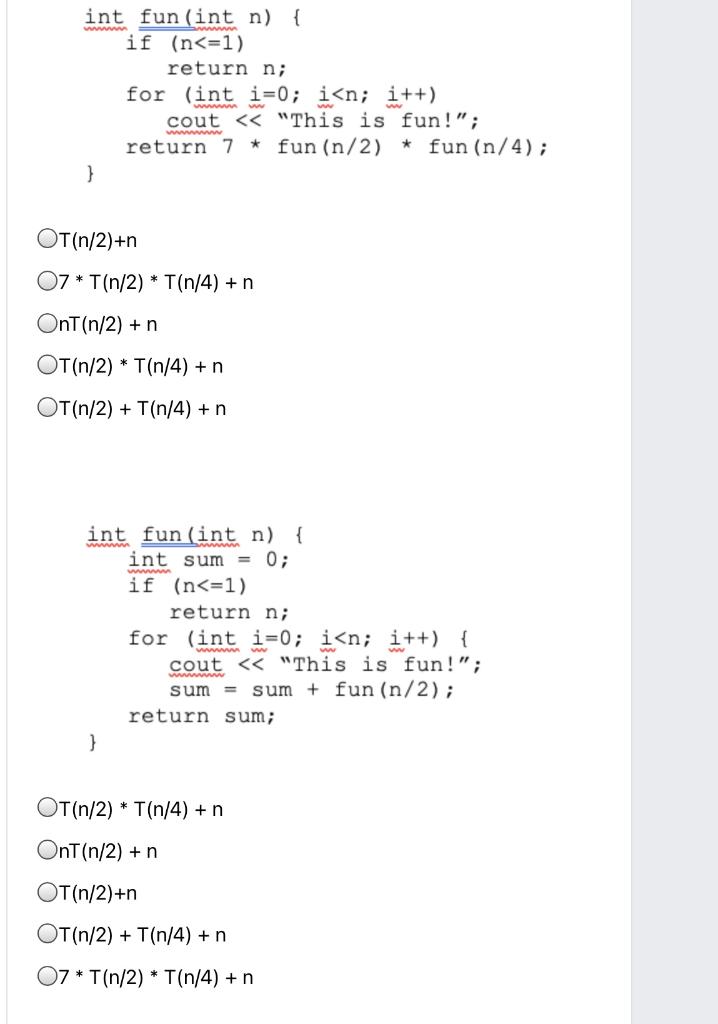 Solved int fun (int n) { if (n