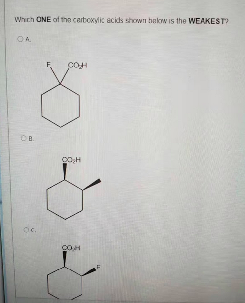 Solved Which ONE of the carboxylic acids shown below is the | Chegg.com