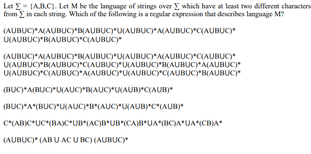 Solved Let ∑={A,B,C}. Let M Be The Language Of Strings Over | Chegg.com