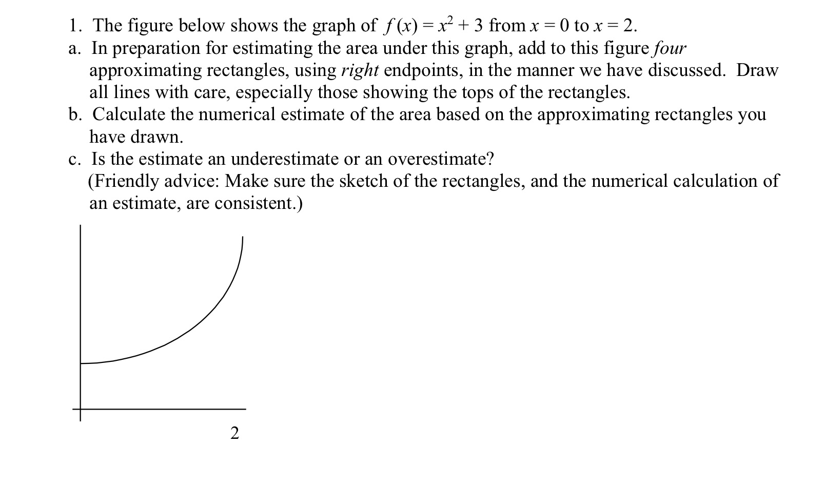 Solved 1. The figure below shows the graph of f(x) = x² + 3 | Chegg.com