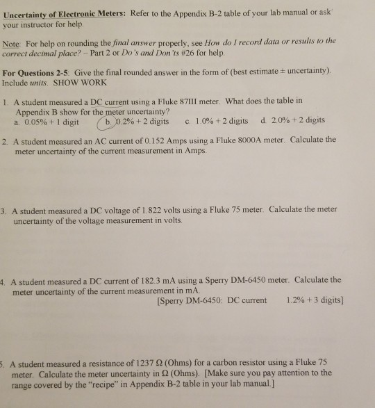 Uncertainty of Electronic Meters: Refer to the | Chegg.com