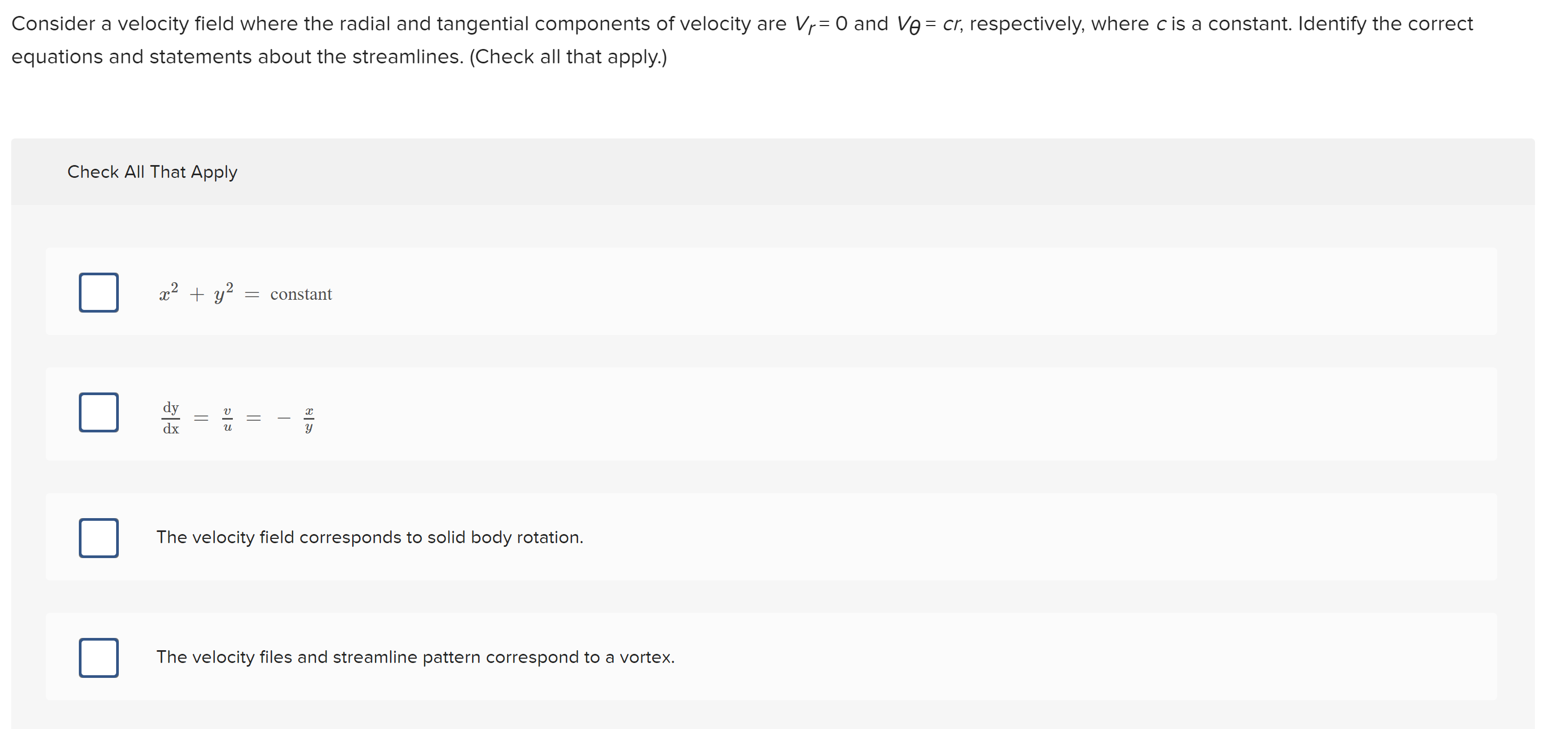 Solved Consider a velocity field where the radial and | Chegg.com
