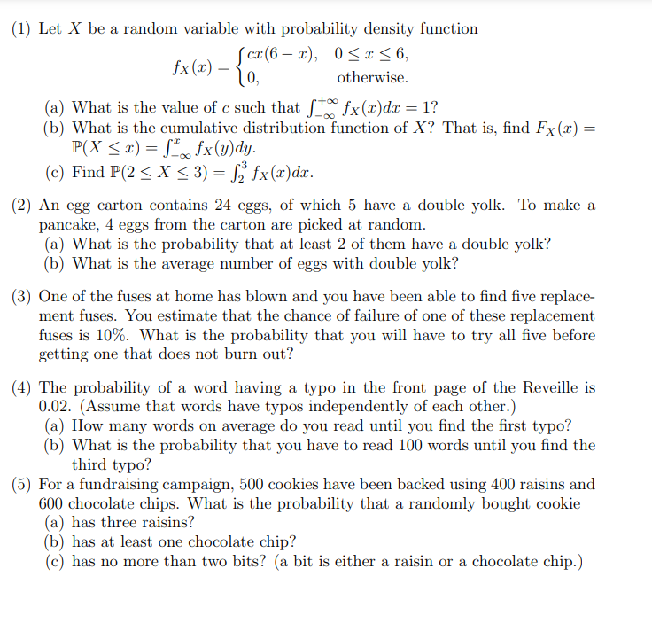 Solved (1) Let X be a random variable with probability | Chegg.com