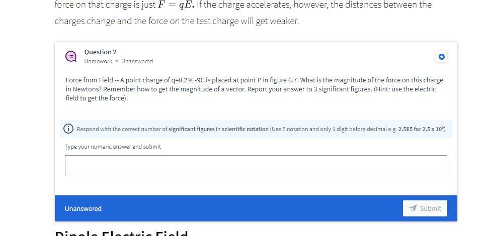 Solved force on that charge is just F=qE. If the charge | Chegg.com