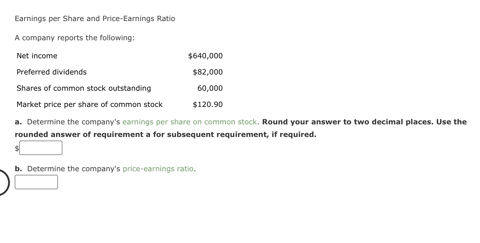 Solved Earnings Per Share And Price-Earnings Ratio A Company | Chegg.com