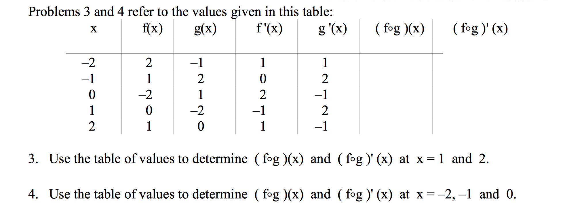 Solved Problems 3 and 4 refer to the values given in this | Chegg.com
