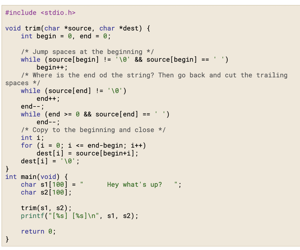 Solved 2. Trimmer It is a common task to remove leading and | Chegg.com