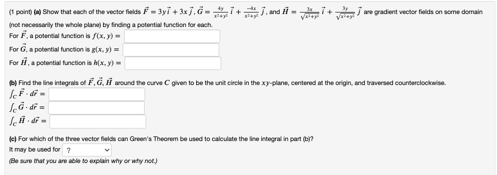 Solved Are Gradient Vector Fields On Some Domain 1 Point Chegg Com