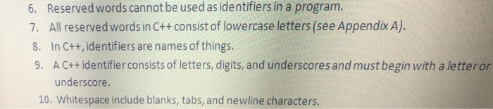 Solved 6. Reserved words cannot be used as identifiers in a | Chegg.com