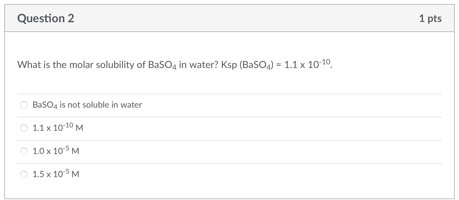 Solved BaSO4 is not soluble in water