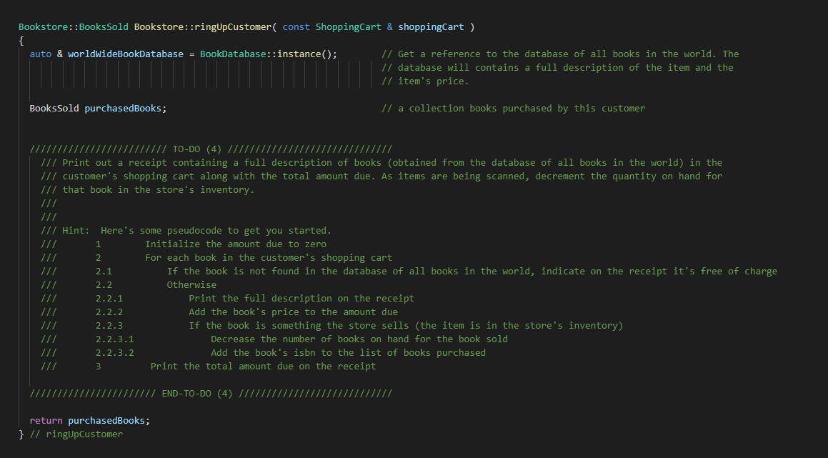 Bookstore::BooksSold Bookstore::ringUpCustomer( const | Chegg.com
