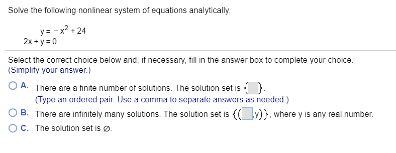Solved Solve the following nonlinear system of equations | Chegg.com
