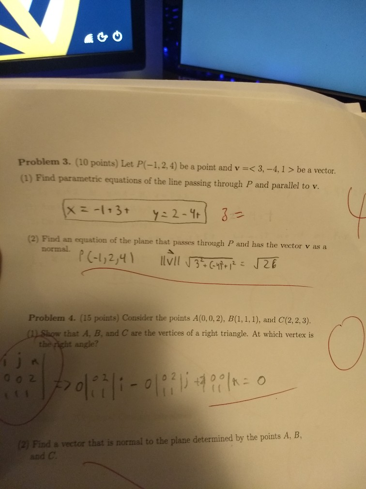 Solved Problem 3. (10 Points) Let P(-1,2,4) Be A Point And V | Chegg.com