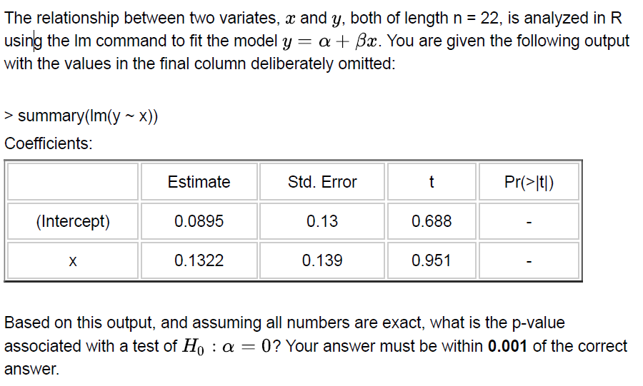 Solved The relationship between two variates, x and y, both | Chegg.com