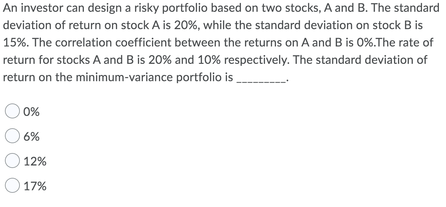 Solved An investor can design a risky portfolio based on two | Chegg.com