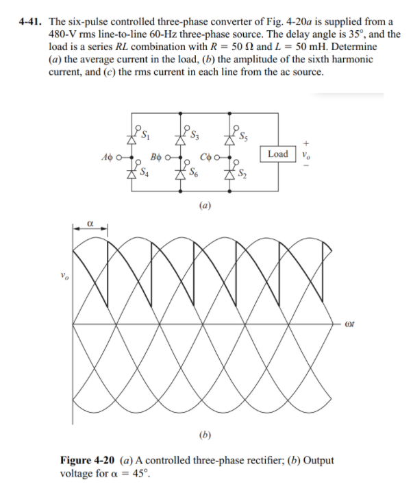 Solved 4-41. The six-pulse controlled three-phase converter | Chegg.com