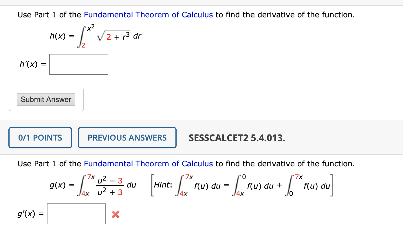 Solved Use Part 1 Of The Fundamental Theorem Of Calculus