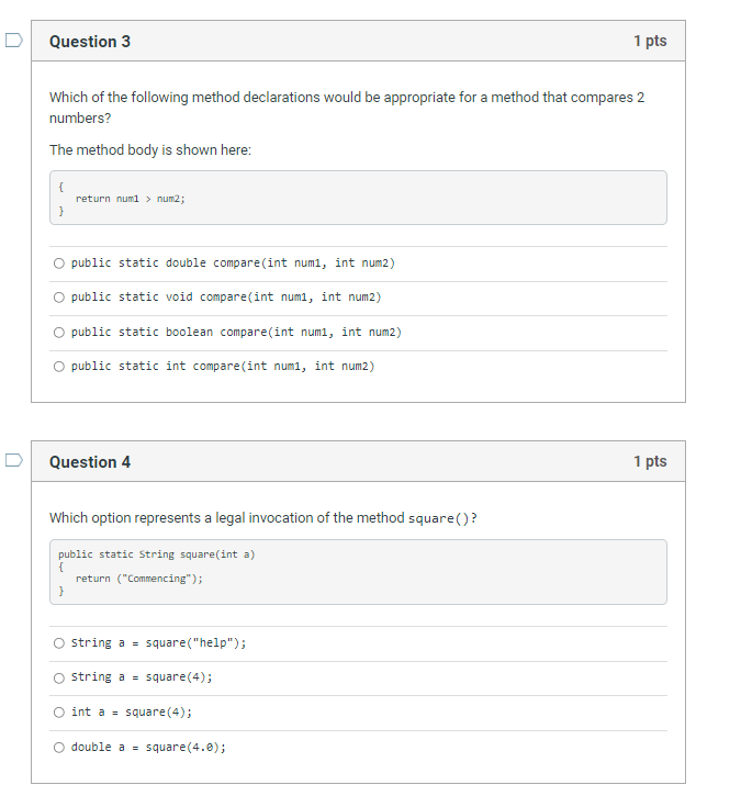 Solved D Question 1 1 pts Which of the following code | Chegg.com