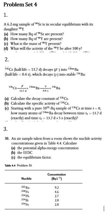 Solved Problem Set 4 A 6.2-mg sample of Sr is in secular | Chegg.com