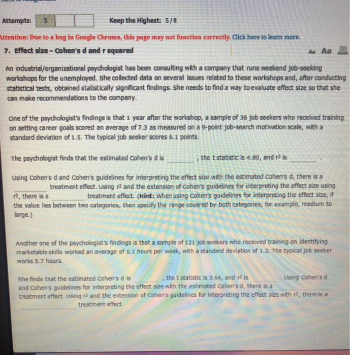 Solved Attempts: s Keep the Highest: 5/8 Attention: Due to a | Chegg.com