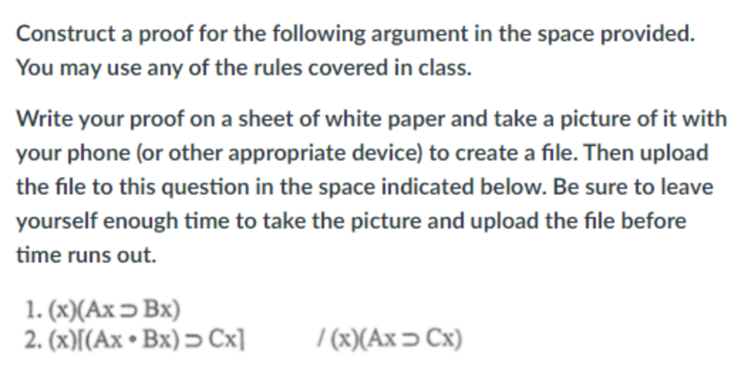 Solved Construct a proof for the following argument in the | Chegg.com