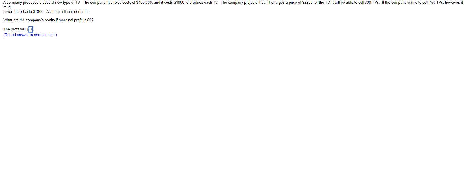Solved must lower the price to $1900. Assume a linear | Chegg.com