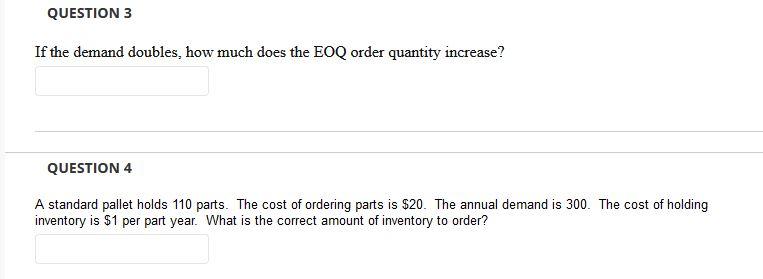 Solved QUESTION 3 If the demand doubles, how much does the | Chegg.com